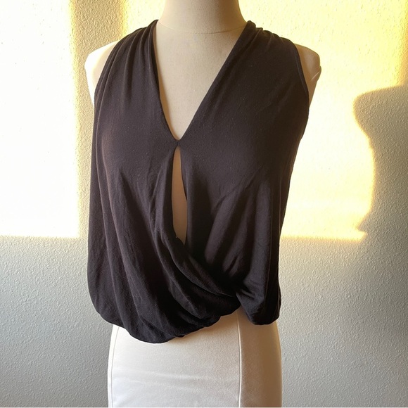 ella moss black keyhole tank top Elastic Waist sleeveless Women’s Sz XS - Picture 1 of 6